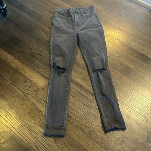 Madewell Black Jeans Curvy High Rose Skinny 25 Distressed EUC